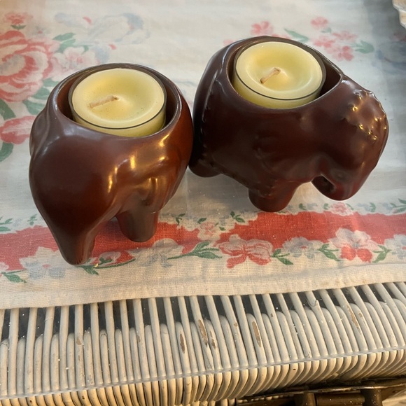 Set of two party lite elephant tea candle holders - Picture 13 of 15
